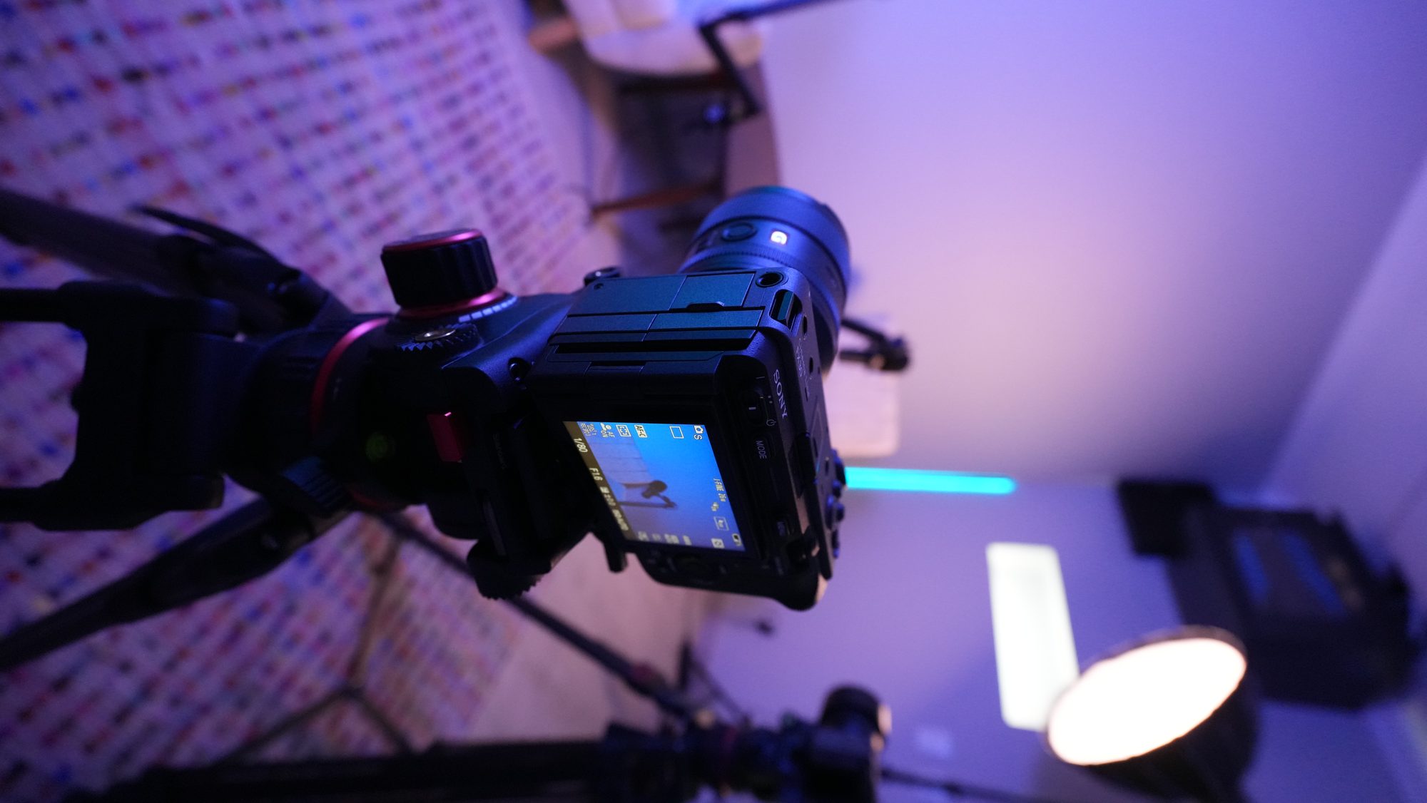 Close-up of cinema camera and lens